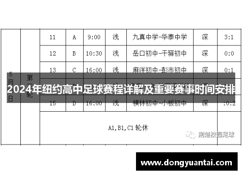 2024年纽约高中足球赛程详解及重要赛事时间安排